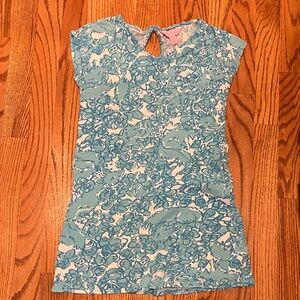 Lilly Pulitzer Teal and White Girls Floral Dress